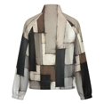 thumbnail image 6 of Jackets for Women Winter Coat Jackets Flannel Stand Collar Jacket(Vinatge Geometric Abstract Art Gray Black Brown,Size:S-4XL), 6 of 7
