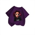 thumbnail image 2 of Tfken Toddler Child Girls T-Shirts Crew Neck Short Sleeve Cartoon Print Tee Fashion Trendy Tops Purple Size 11-12 Years, 2 of 3