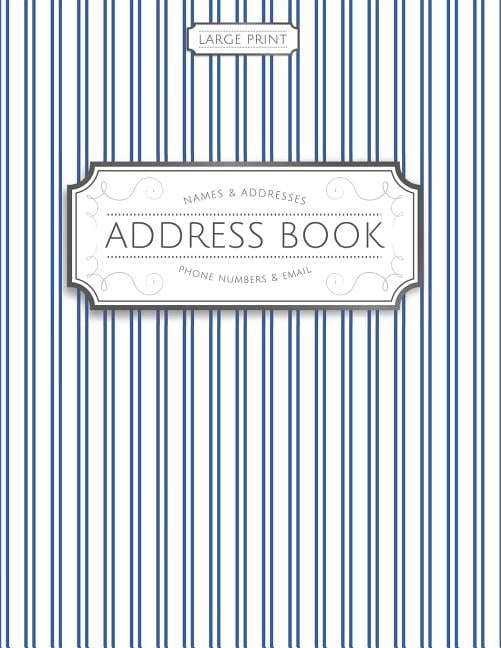 Large Print Address Book : Blue Pinstripes (Paperback) - Walmart.com