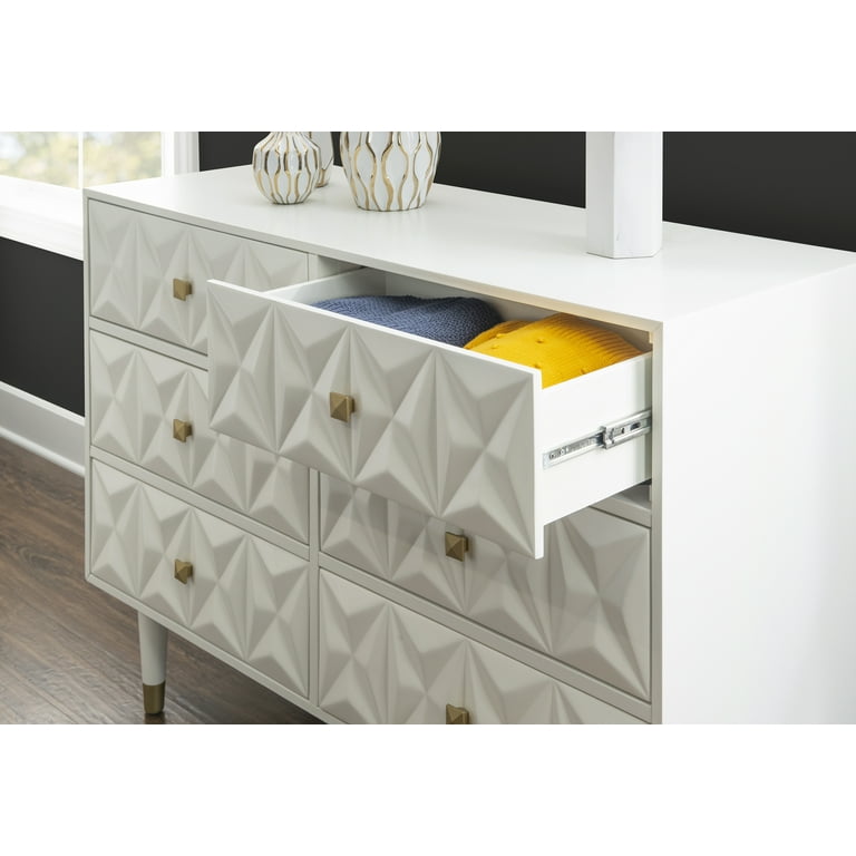 Linon Six Drawer Geo Texture Dresser in White - Walmart.com
