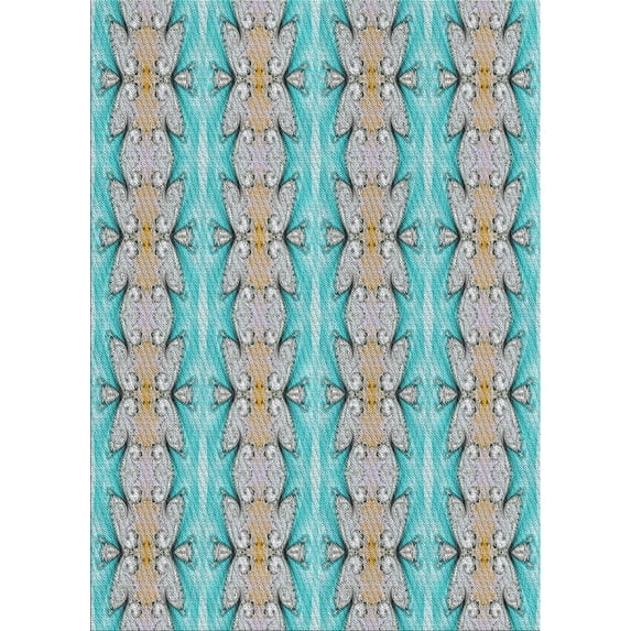 Ahgly Company Indoor Rectangle Patterned Grayish Turquoise Green Novelty Area Rugs, 2' x 4'