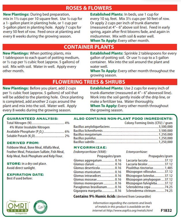 Dr. Earth Total Advantage Organic Rose & Flower Granules Plant Food 12 lb