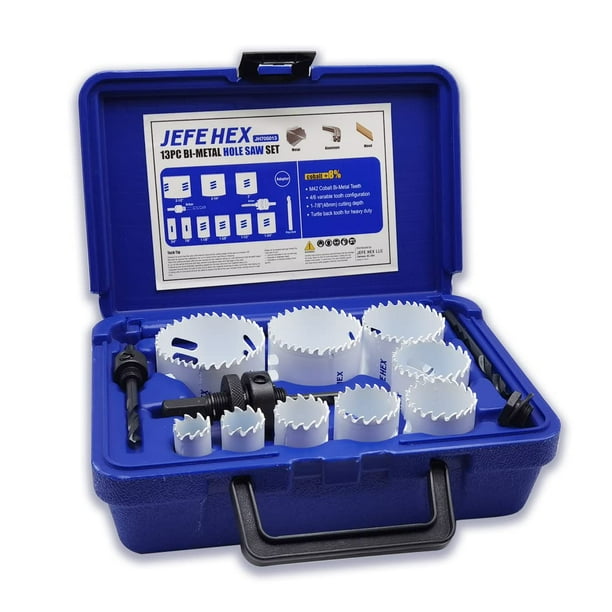 JEFE HEX 13Piece Hole Saw Set, BiMetal Hole Saw Kit, M42 Bimetal