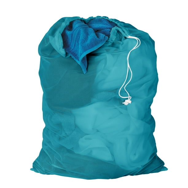 Honey Can Do Mesh Laundry Bag with Draw String, Aqua