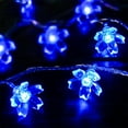 thumbnail image 2 of Blue Flower String Lights Decorations, 33ft 100 LED Clear Wire Plug in Cherry Blossom Christmas Easter Indoor Hanging Decorative, Cute Halloween Wedding Party Bedroom Starry Lights, 2 of 18