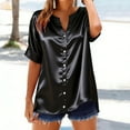 thumbnail image 2 of BLVB Summer Satin Shirts for Women V Neck Button down Silk Tops Casual Loose Dressy Work Office Blouses, 2 of 5