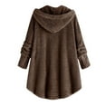 thumbnail image 3 of Yievot Sherpa Fleece Jacket for Women Warm Winter Long Sleeve Button Down Hooded Fuzzy Coat Lounge Wear, 3 of 3
