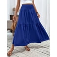 thumbnail image 6 of Women’s High Waist Maxi Skirt with Smocked Elastic Waistband and Tiered A Line Silhouette Casual Long Skirt with Pockets Royal Blue XL, 6 of 7