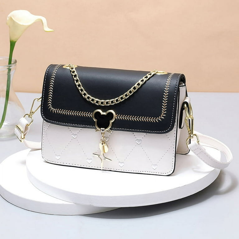 Junior Embroidery Detail Flap Square Bag Stylish Chain Decor
