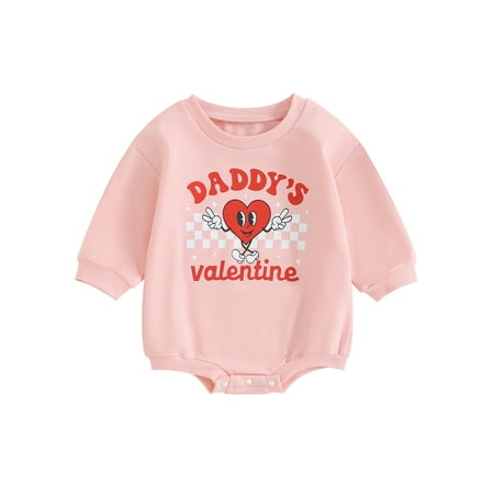 

Suealasg Baby Girls Valentine s Day Romper Infant Long Sleeve Crewneck Heart Letter Print Bodysuits 3M 6M 12M 18M Newborn Casual Spring Jumpsuit Clothes