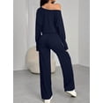 thumbnail image 2 of Women Off Shoulder Long Sleeve Wide Leg Jumpsuit Casual Daily Going Out Outfit, 2 of 6
