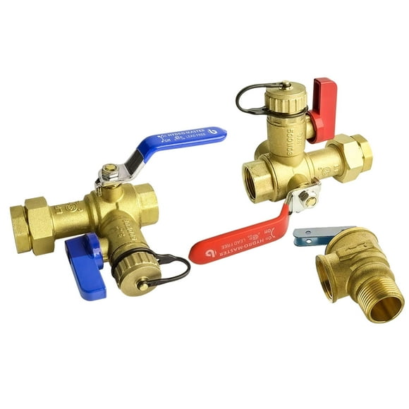 Kit de válvula de servicio para calentador de agua sin tanque HYDRO MASTER con válvula de alivio de presión, aislador IPS de 3/4 pulgadas, latón limpio