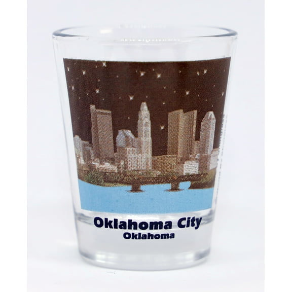 Oklahoma City Oklahoma Night Skyline Color Photo Shot Glass