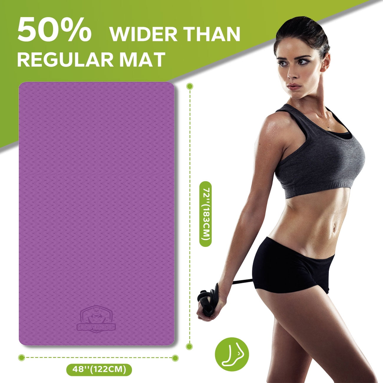 Extra Large Non-Slip Yoga Mat (6' x 4' x 0.25") - Thick & Durable Exercise Mat for Yoga, Pilates, Stretching & Home Workouts - Eco-Friendly, Perfect for Barefoot Meditation