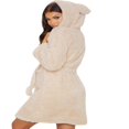 thumbnail image 2 of Women Plush Fleece Robe Cotton Long Sleeve Wrap Robe Short Knit Bathrobe Sleepwear Ladies Loungewear cqH, 2 of 5