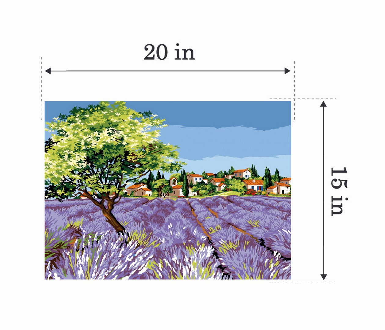 Needlepoint canvas for halfstitch without yarn The Village Olive Tree SE929.631 Seg De Paris Printed Tapestry Canvas
