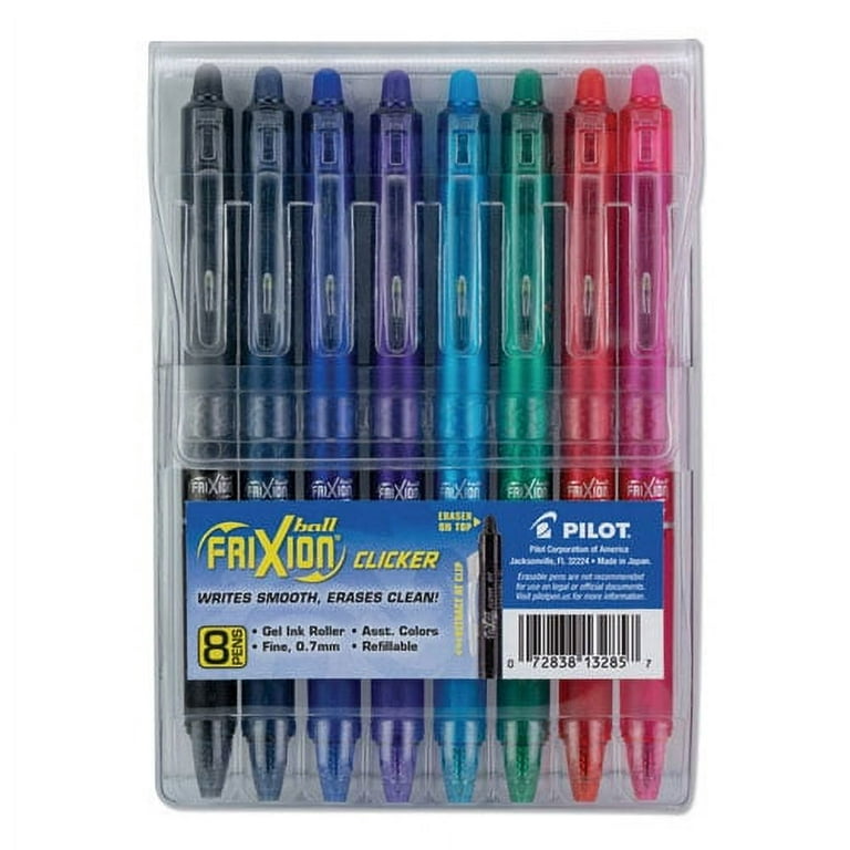 Pilot FriXion Clicker Erasable Pen, Fine, 0.7 mm, Assorted Gel Ink. 5 Pack 13989