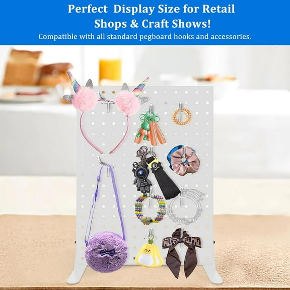 CUKIXA Metal Pegboard Jewelry Display Stand, Countertop Earring Holder Organizer, Freestanding Tabletop Display Board for Craft Fairs/Retail Vendors/Trade Shows, Black, 17.7×13.8 in