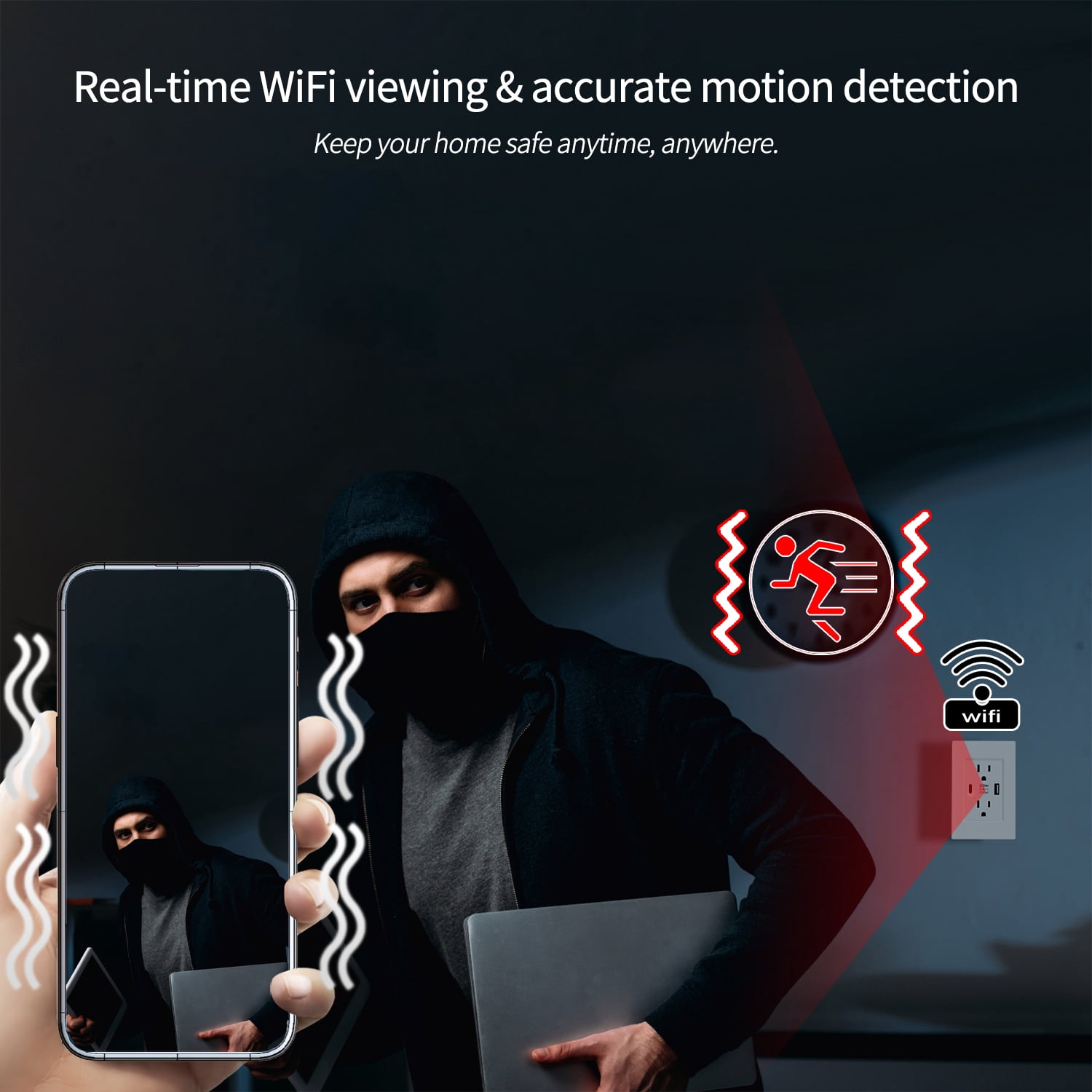 Yaoinaoou WIFI Mini Camera 1080P HD AC Wall Socket Home Security Cam Video Recorder with Motion Detection,Cloud Storage,2 Plug Outlets &2 USB Ports,Indoor Surveillance Camera for Home,Office,and More