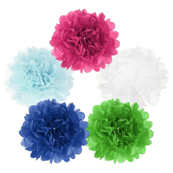 15Pcs Paper Pom Poms, 10 Inch Paper Flowers for Birthdays Multicolor
