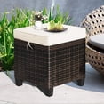thumbnail image 5 of 2 Pieces Outdoor Ottoman, Wicker Ottoman Seat, Rattan Furniture, Footstool Footrest Seat with Cushions for Balcony, Garden, Brown + Cream, 5 of 5