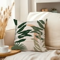 thumbnail image 3 of Ethan Taylor Botanical Throw Pillow Soft Cushion Cover 'Tropical Leaves' Bohemian Pattern Decorative Square Accent Pillow Case, 20x20 Inches, Green, Beige, 3 of 5