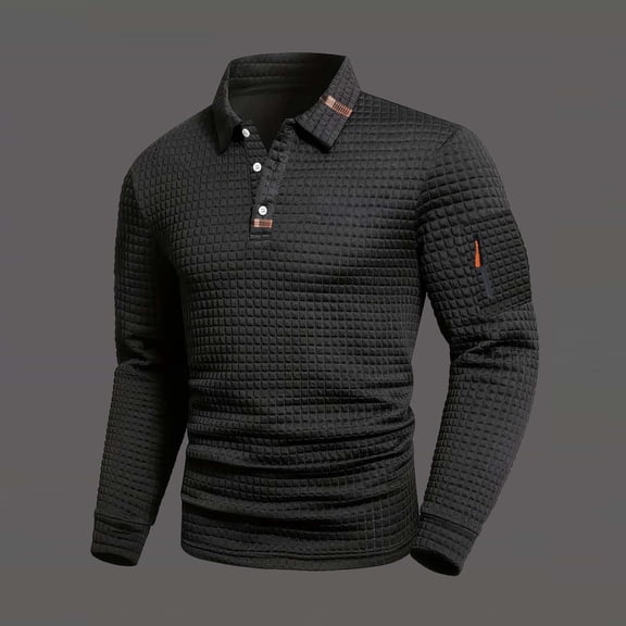 Royisotas Mens Polo Shirts Casual Button Down Shirt Business Collared Tops for Men Long Sleeve