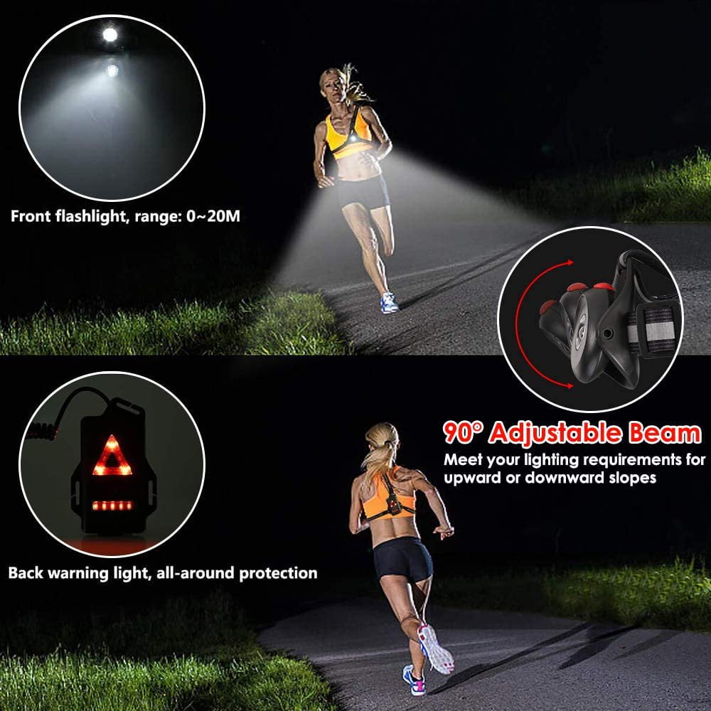 CNKOO Running Chest Light,Night Running Light, Outdoor Sport Running Lights  LED Night Running Flashlight Warning Lights USB Charge Chest Lamp 