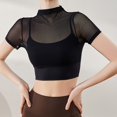 thumbnail image 2 of Blouses pour Femmes, Mode Décontractée, Maille Solide, Coussin de Poitrine Fixe, Sport, Yoga, Col Rond, Manches Courtes, 2 of 6