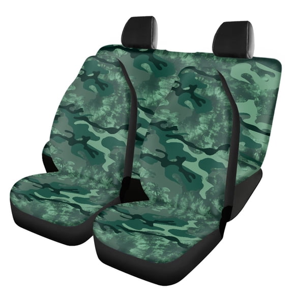 FOR U DESIGNS Green Camo Pattern Seat Cover for Cars Elastic Automotive Seat Cushion Washable Interior Vehicle Accessories, Car Seat Covers Full Set of 4