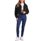 thumbnail image 2 of Chaqueta corta INSPIRE CHIC para mujer con solapa de piel sintética, abotonada, casual, de manga larga, talla XS, color negro, 2 of 6