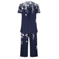 thumbnail image 4 of Nmnitkp Pajamas for Women Set Soft and Friendly Skin Womens Pajama Sets Short Sleeve Sleepwear Loose Casual Floral Pjs Set Capri Pants Lounge Sets with Pockets S-XXXL, 4 of 5