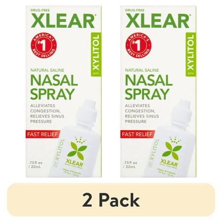 (2 pack) Xlear Natural Saline Nasal Spray, 0.75 fl oz (22 ml)