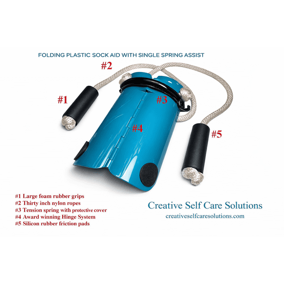 Folding Sock Aid with Single Spring Assist – Patented Sock Helper for Seniors, Arthritis & Limited Mobility