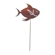 Village Wrought Iron Tropical Fish - Rusted Garden Stake