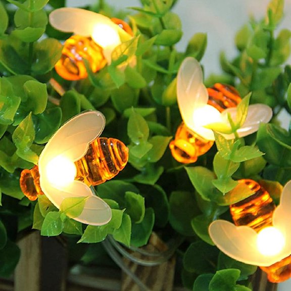 LINLIN Solar String Lights Garden, 8 Modes 50 LED Honey Bee Fairy Lights Solar Powered Waterproof Outdoor Fairy Lights Solar Garden Lights for Patio Yard Summer Party Wedding Indoor Decor