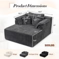 thumbnail image 4 of Muumblus 60" Oversized Chaise Lounge Chair Indoor Furniture, No-Assembly Modern Boneless Cloud Couch, Sleeper Sofa Bed for Living Room, Antique Gray Corduroy, 4 of 10