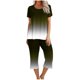 thumbnail image 1 of Conjunto de Pijama de Mujer Estampado Cuello Redondo Camiseta de Manga Corta Y Pantalones, Ropa de Salón con Bolsillos, 1 of 9
