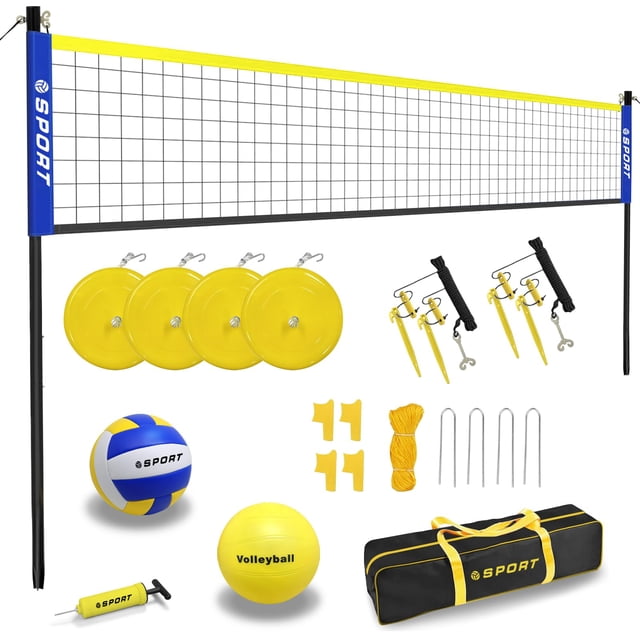 Sistema de red de voleibol Furypiont con anclajes de arena y bomba