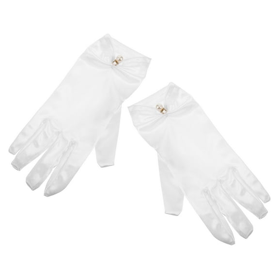 LABELEPH 1 Pair Bridal Gloves Wedding Accessory for Brides in White Satin Fabric