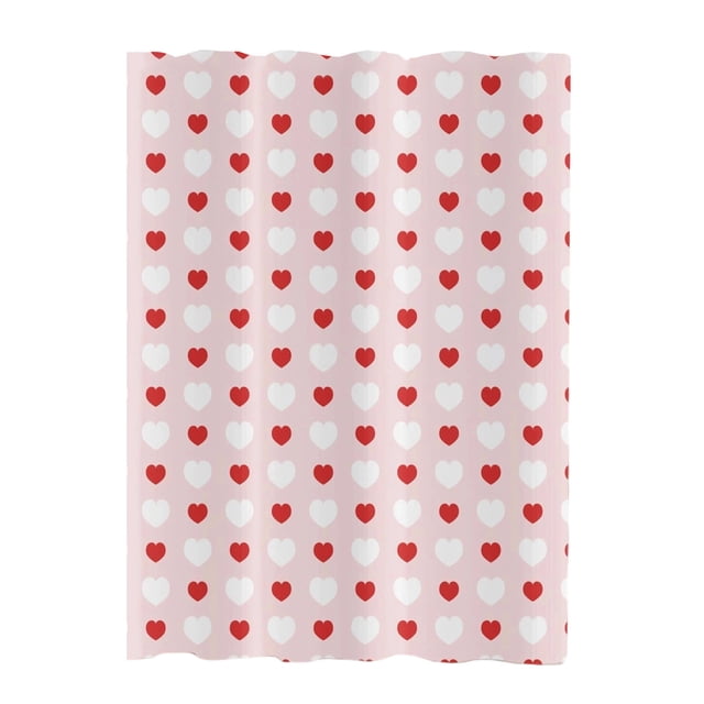 Eoozwa Rideaux de Douche Rouges pour la Saint-Valentin pour Salle de Bain, Rideau de Douche Cœur, Ensemble de Rideaux de Douche Champ de Fleurs d'Amour, Décoration de Rideaux de Salle de Bain, 70.86x35.43 Po