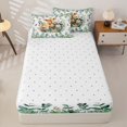 thumbnail image 4 of Castle Fairy Watercolor Floral Fox Raccoon Zipper Queen Comforter Set with Fitted Sheet and 2 Pillowcases,Eucalyptus Butterfly Zipper Bedding Set,Peach Sage White,Reversible,4 Pieces, 4 of 6