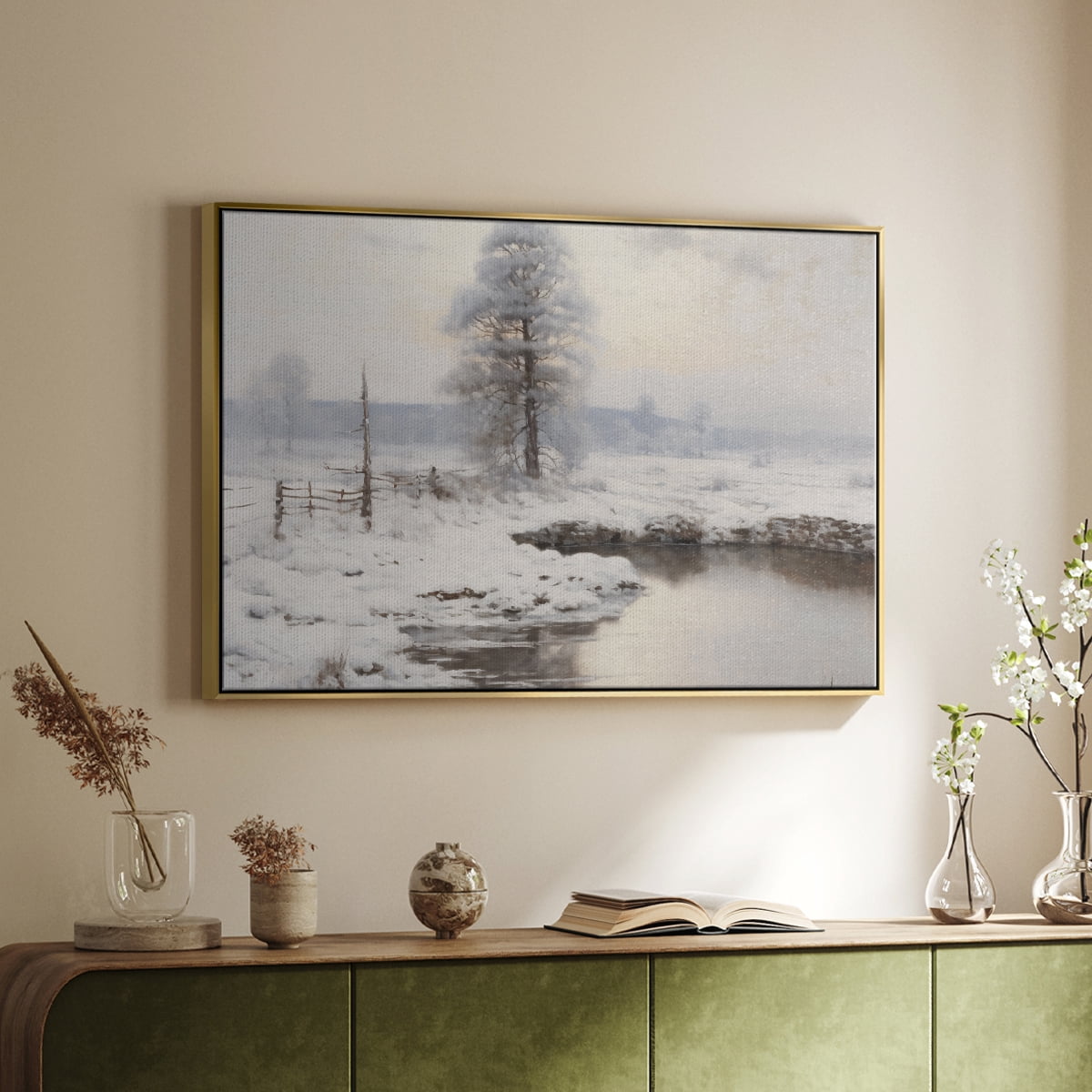 Vintage Landscape-XVI By Wexford Home Framed in Gold Wood Gallery Wrapped Canvas 17 in. x 25 in.