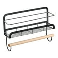 thumbnail image 3 of Clearance Hooks/Hangers/Holders, Kitchen Wall Mounted Storage Rack Baking Roll Paper Rack Seasoning Jar Storage Rack Non Perforated Wall Mounted Seasoning Rack, Black-C2, 3 of 4