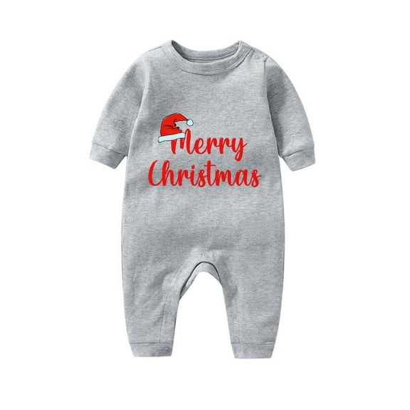 Rohuuque Unisex Baby Long Sleeve Baby Christmas Bodysuit Boy Girl Jumpsuit Newborn Outfits 12 Months Gray