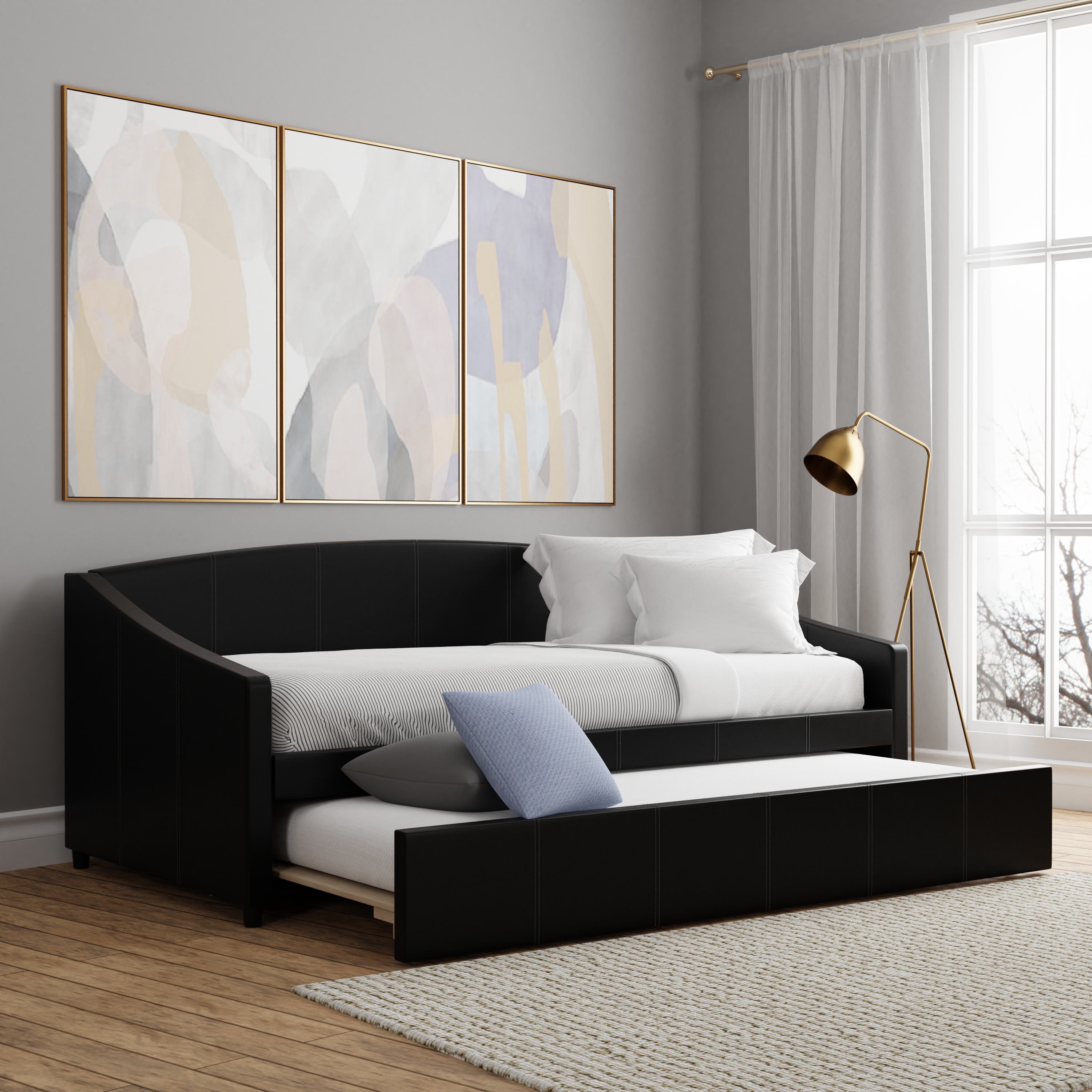 Hillsdale Oakley Upholstered Twin Daybed with Trundle, Black