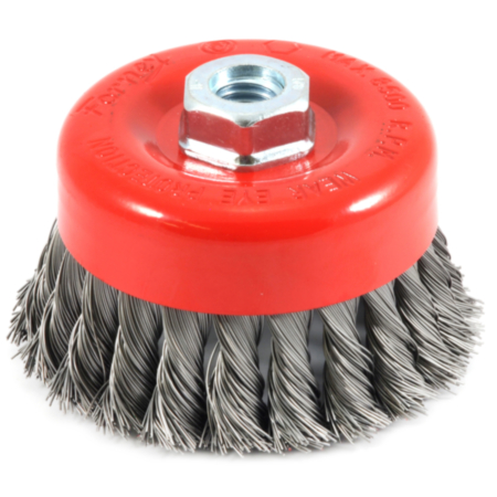 Forney Cup Brush Knotted, 4 Inch x .020 Inch x 5/8 Inch-11 Arbor