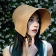 thumbnail image 5 of Cotton and Linen Straw Sun Hats For Women Beach Big Wide Brim Cloche Ha, 5 of 9