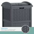 thumbnail image 6 of 33 Gallon Wicker-Style Hideaway Trash Can with Secure Latching Lid and Weather-Resistant Construction for Patio, Cyberspace Grey, 6 of 23
