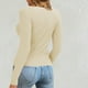 thumbnail image 5 of Tops babydoll,Blusa informal de cuello redondo de punto calado para mujer, manga larga, poliéster, tejido suave y ligero, ideal para el hogar, sopatenor, 5 of 7